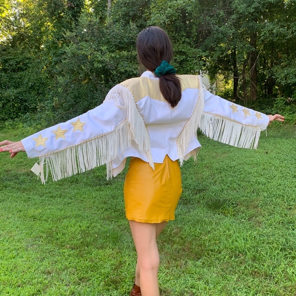 Western Collection Jackets & Blazers - White Gold Western Rodeo Suede Fringe Elvis Jacket